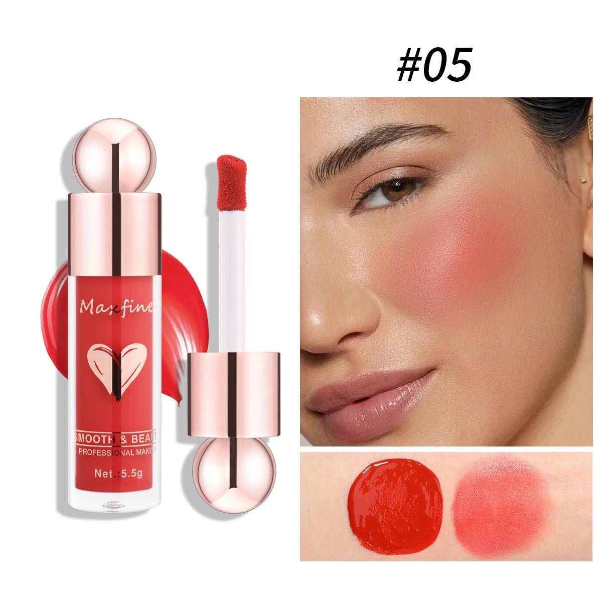 Multifunctional Liquid Blush with Smooth Texture Long Lasting Pigmentation Hydrating Formula and High Light Effect for Makeup