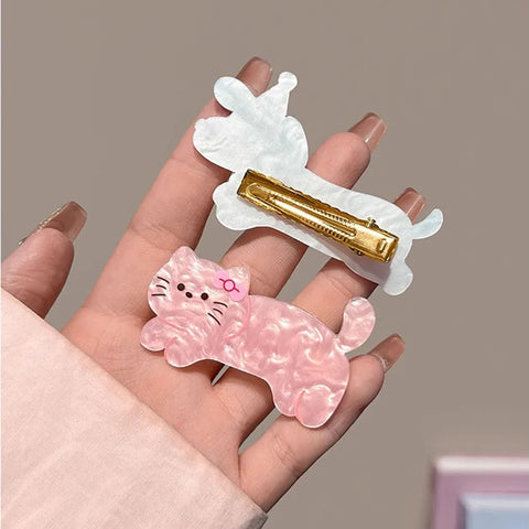 Cartoon Cute Puppy Headwear kitty Hair Clip Acrylic Christmas Hairpins Sweet Animal Bangs Clip For Girls Hair Accessories