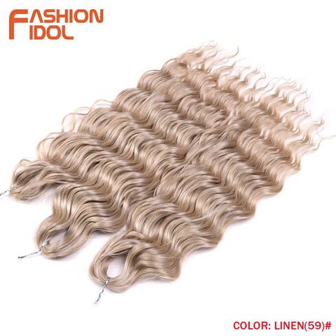 Anna Hair Synthetic Loose Deep Wave Braiding Hair Extensions 24 Inch Water Wave Braid Hair Ombre Blonde Twist Crochet Curly Hair