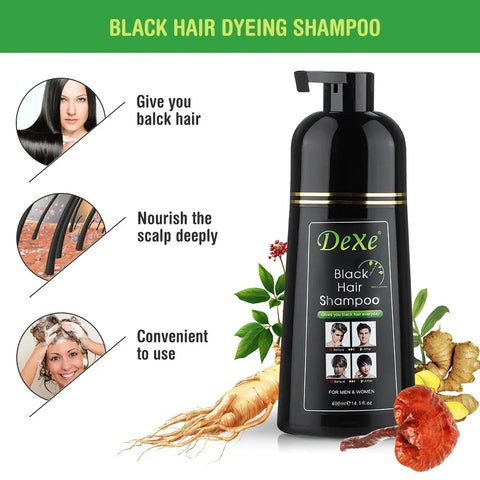 Hair Dye Semi Permenant Shampoo Black Brown Color Fast Cover Gray Hair 400Ml Herbal Ginseng Ginger Plant Essence Hair Dye Cream