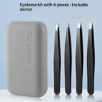 4 Pcs Stainless Steel Eyebrow Clip Tweezers Set Eyebrow Tweezers Eyebrow Trimming Set Beauty And Grooming Tools With Mirror Case