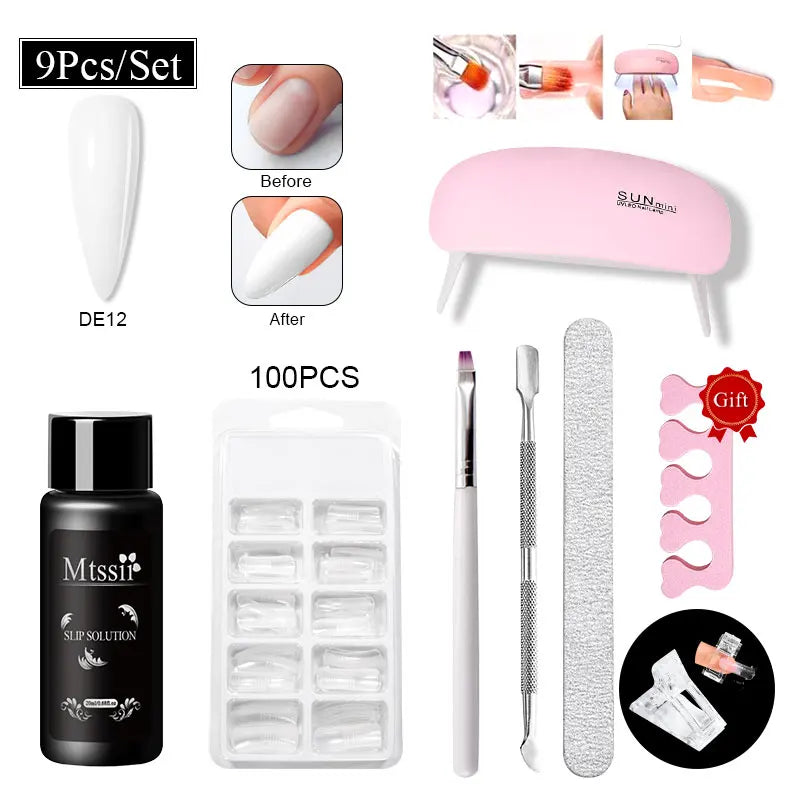 Mtssii 17PCS/Set 20ml Nail Extension Gel Set Builder UV Gel for Nails With 6W UV LED Lamp Nail Extension Tools Kit For Beginner