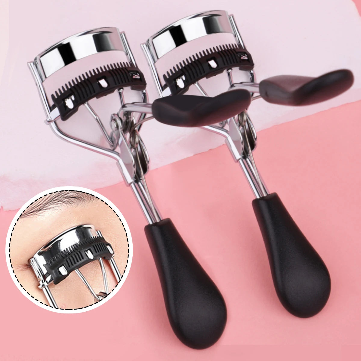 2 classic comb eyelash curlers with a variety of colors to choose from, stainless steel eyelash curling lasting artifact.