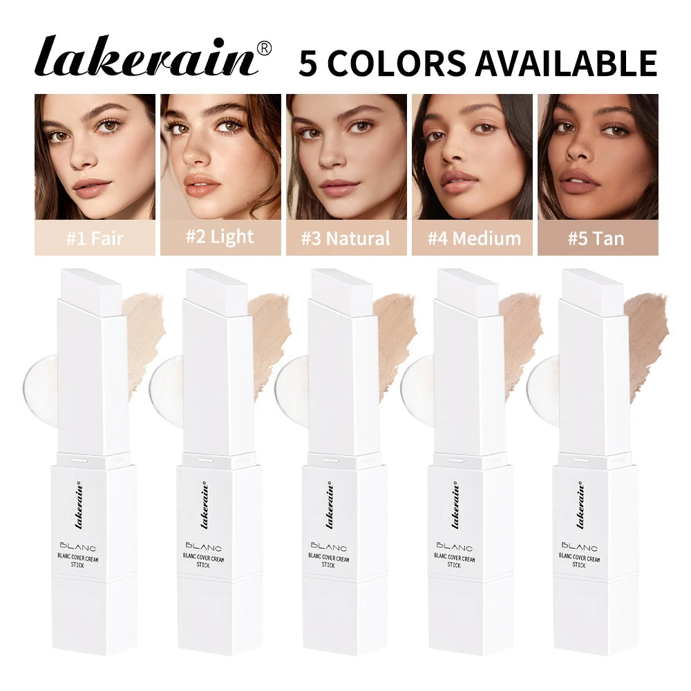 Lakerain Color Changing Foundation Stick High-coverage Oil Control Concealer Skincare Ingredients Concealer Foundation 2-in-1