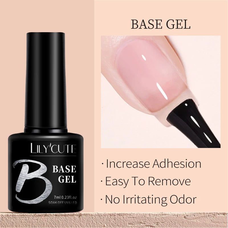 LILYCUTE 7ML Pink Glitter Nail Gel Polish Nude Natural Long Lasting Manicure Soak Off UV LED Nail Art Base Top Coat Gel Varnish