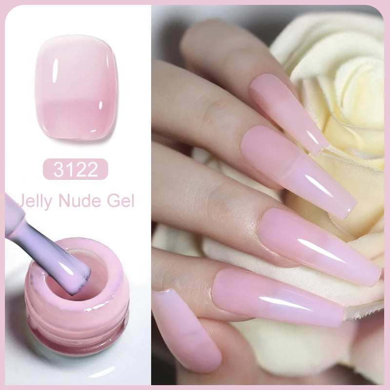 Arte Clavo Transparent Nude Pink Color Jelly Gel Nail Polish Semi Permanent 15ml Top Coat Soak Off UVLED Varnish Nail Art Design