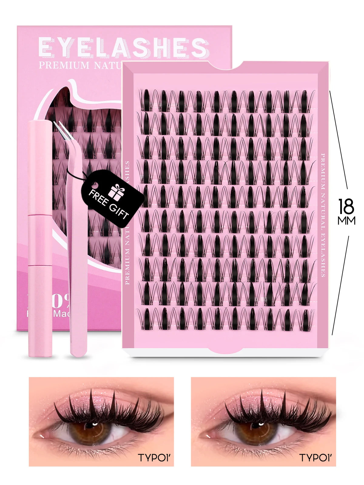 GROINNEYA Cluster Lashes Kit Manga Lashes Natural Eyelash extension Cluster Natural Volume Individual Lashes Mixed Tray Lashes