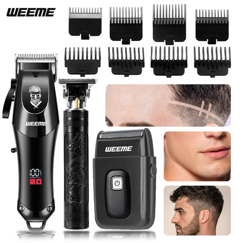 Professional Cordless Men's Barber Kit, 3-in-1 USB Rechargeable Hair Clipper & Beard Trimmer, Gift for Dad/Husband