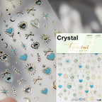 5D Gradient Love Gem Glitter Love Heart Colorful Cat's Eye Rhinestone Soft Self Adhesive Nail Art Stickers Shiny Manicure Decals