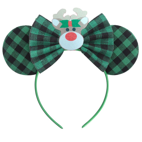 2023 Disney Christmas Mickey Ears Headband For Girls Sequins Bow Festivall Party Hairband DIY Hair Accessories