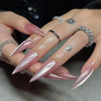 Exaggerate Punk Extra Long Pointed Fake Nails Art Dark Y2K Black Spider Centipede Rhinestone False Nail Press on Nails Manicure