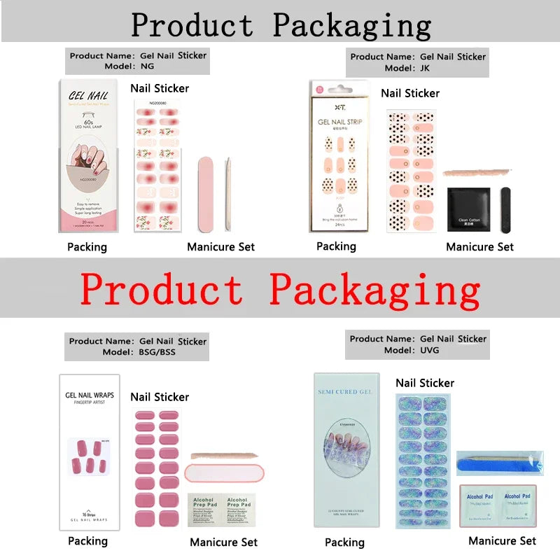 Leopard Semi-Cured Gel Nail Strips Simple Transparent Color Adhesive Long Lasting Gel Nail Stickers Harden In UV Lamp Need
