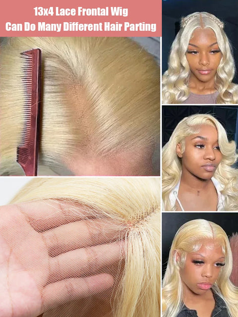 613 Lace Front Wig Human Hair 13x6 Blonde Human Hair Wigs 300% Density Body Wave Lace Front Wigs Human Hair Pre Plucked 46 Inch