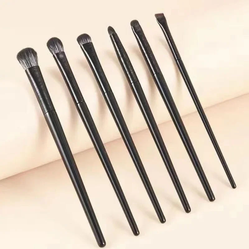 6pcs Black Eye Makeup Brushes Set Professional Contouring Eyeshadow Eyeliner Brush Portable Blending Facial Beauty Cosmetic Tool