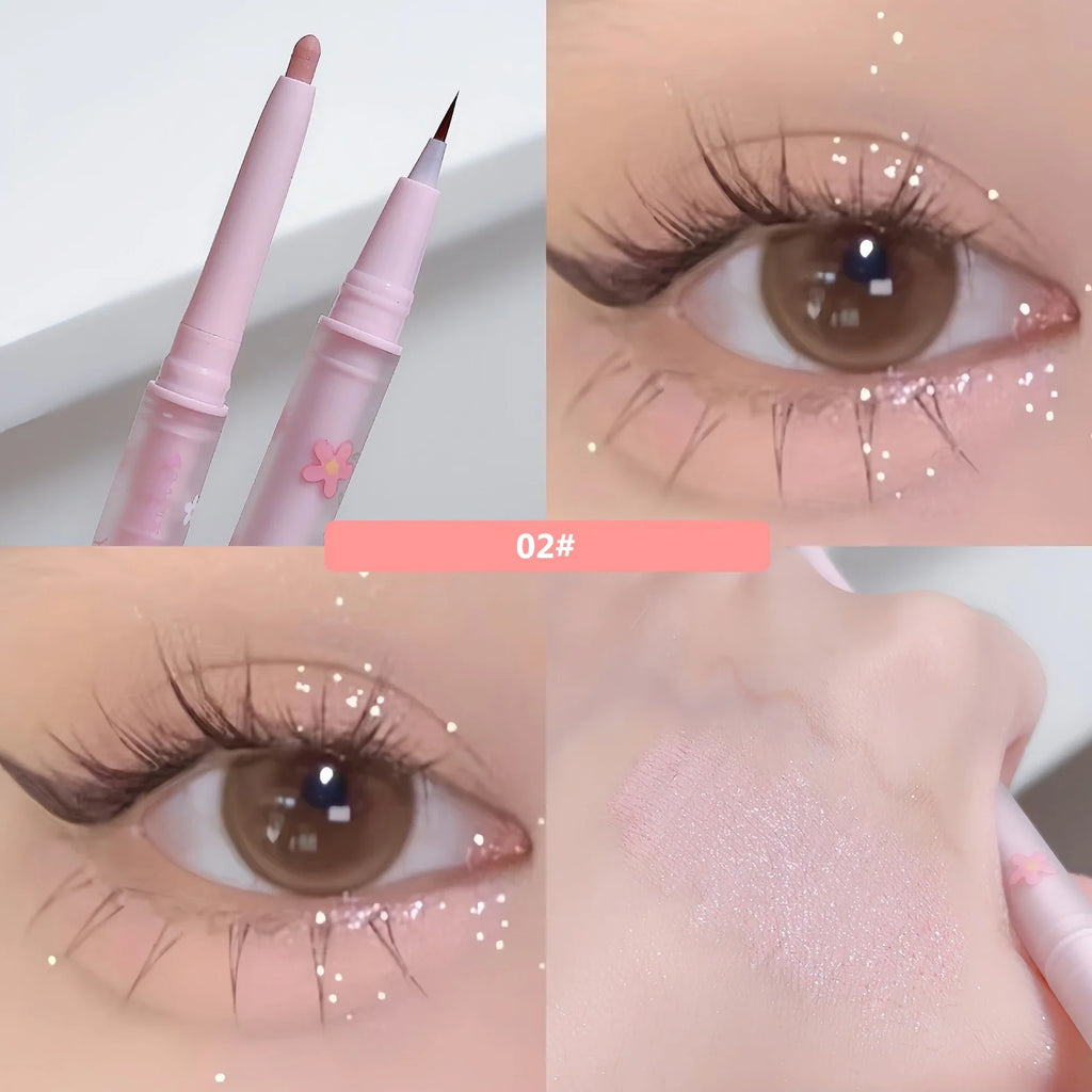Double Head Lying Silkworm Eyeliner Liquid Down To Shadow Pencil Eye Highlighting Eyeshadow Stick Natural Big Eye Makeup Gel Pen