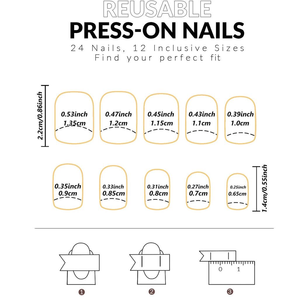 24 PCs Short French Gradient Nails with 1 Jelly and 1 Nail File