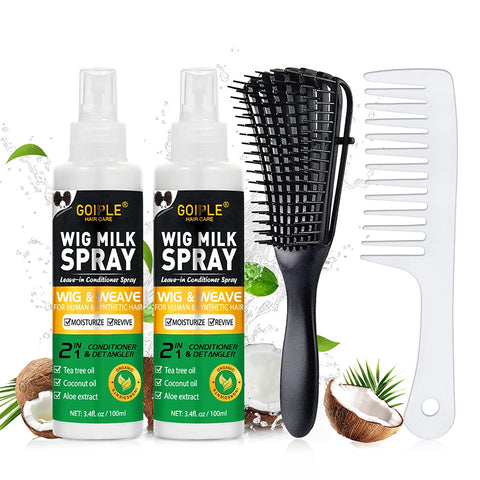 2 In 1 Wig Shampoo and Leave-in Conditioner Wig Care Solution Detangle Spray Anti-Frizz Moisturizes & Revitalizes Synthetic Wigs