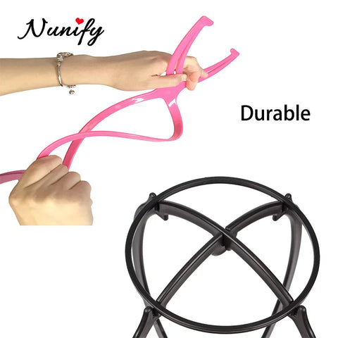 Nunify Plastic Wig Stand Portable Wig Head Stand Black Pink Wig Hang Holder Stand Durable Hair Display Tools Wig Accessories