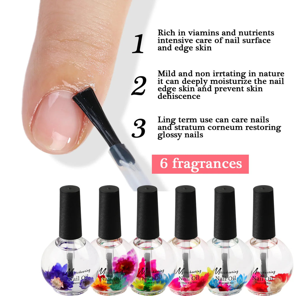 15ml Nail Nourishing Oil Dry Flower Fragrance Nourishing Oil Moisturizing Nail Cuticle Nail Care Repair Damaged Liquid Nail Care