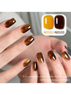 2PCS 15ml Two-Color Combination Set, Brown Yellow Dual-Color Nail Gel Kit