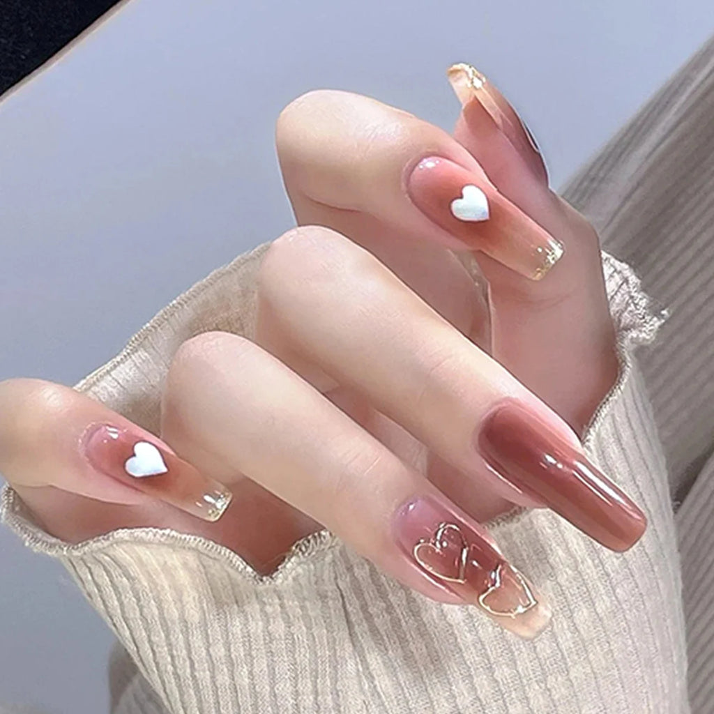 24pcs Cloud Pattern False Nails Korean Sweet Style Lady Women Manicure Supplies Press on Nail Fashion Girl Fake Nail Patches