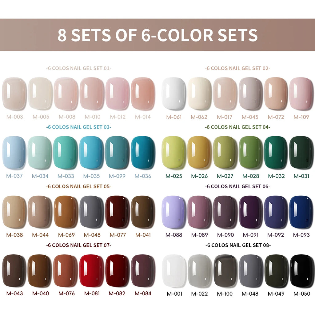 XEIJAYI 6Pcs 15ML Jelly Ice Transparent Nude Green Blue Green And Colorful And Pure Gel Nail Polish Set Peelable UV LED Gel Poli