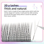 Yelix New 2D Volume Lashes Dark Brown Ultra-thin Y Lash Extension Lightweight Premade Fans Eyelash Extensions Single Tip 2D Y