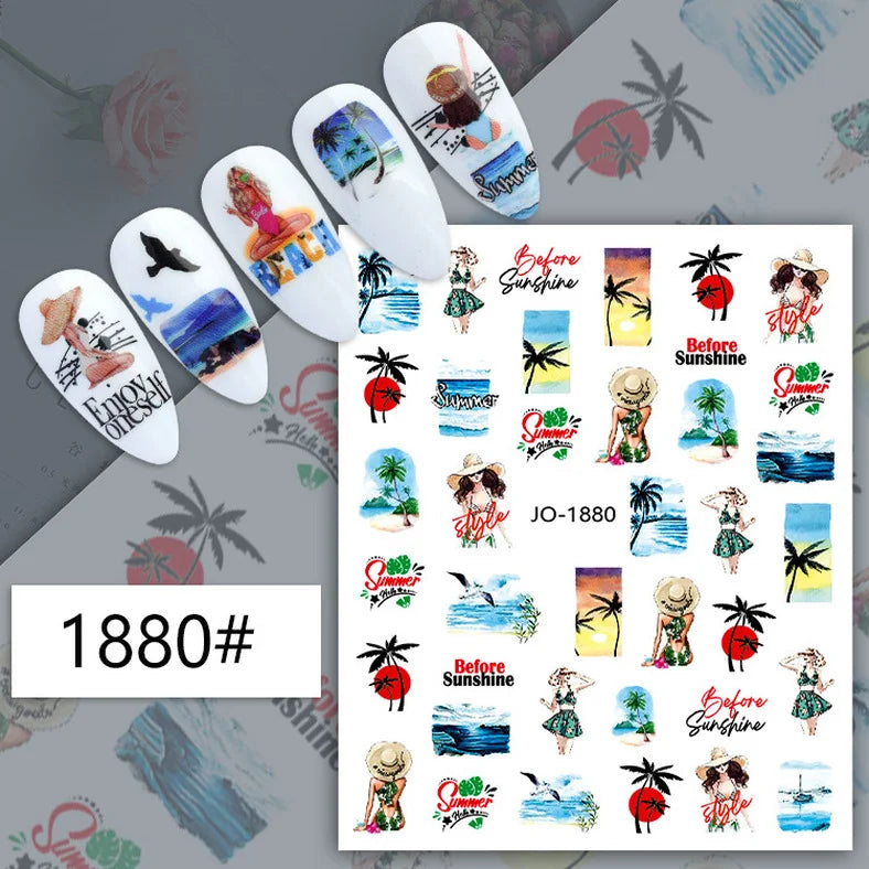 Nail Art Sticker Angel Flower Pattern Stickers Cupid Self-Adhesive Nail Decals Stickers Decoration Press on Nails Accessories