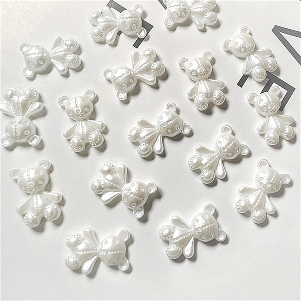 10Pcs Pink Gold Bear Nail Charms Japanese Cartoon Jewelry Nails Art Decoration 3D Rabbit Bear Manicure Accessories For Girl Lady