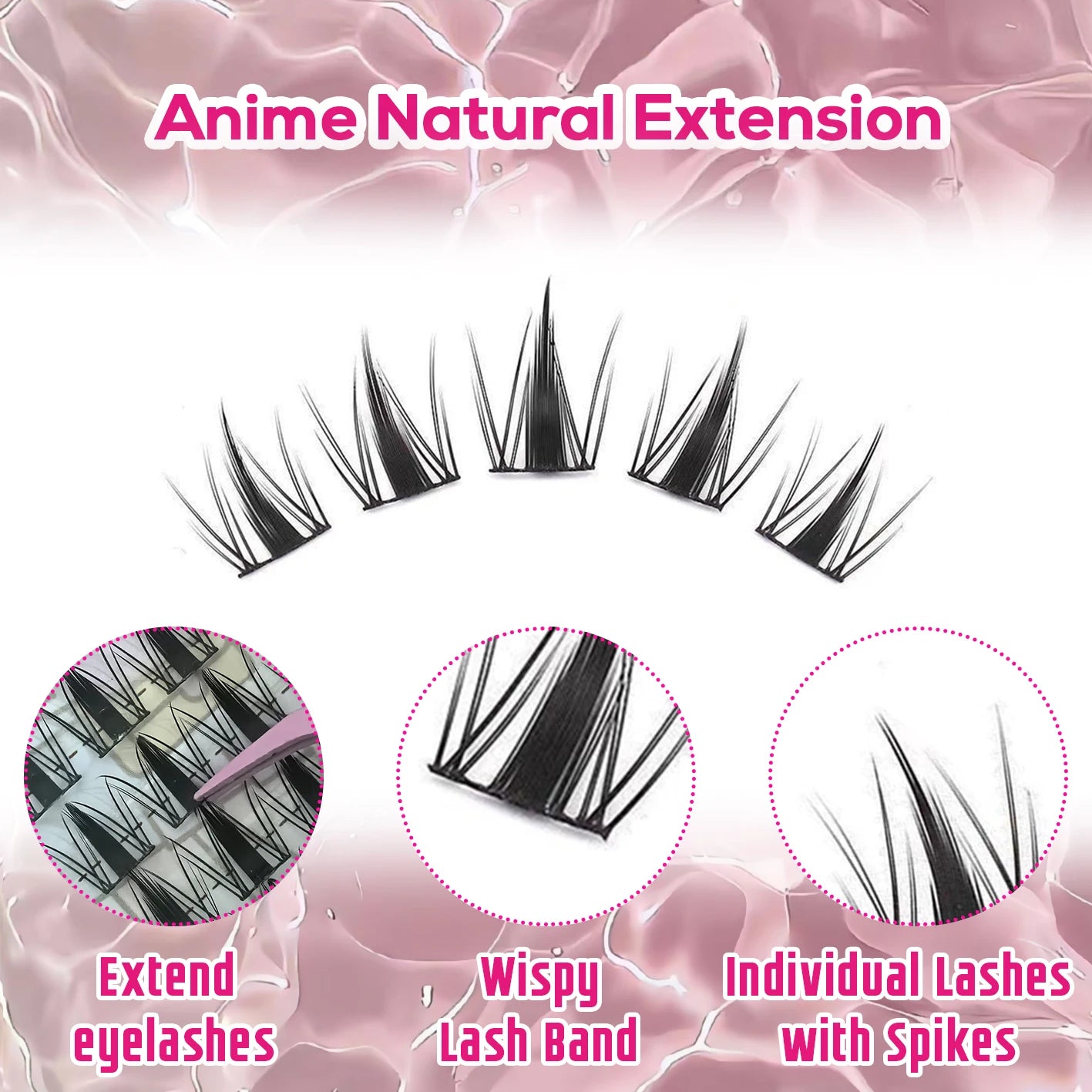 140 Cluster Korean-Style False Lash Extension Kit – Perfect for Cosplay Makeup & Natural Long Wispy Cat Eyes!