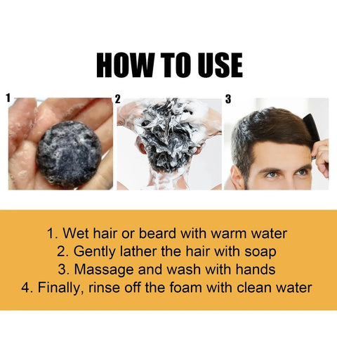 Polygonum Multiflorum Black Hair Soap Darkening Shampoo Bar Repair Gray White Color Dye Face Hair Body Shampoo For Man Women