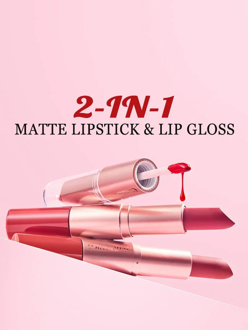3 Color/Set Lipstick Sexy Lip Gloss 2 in 1 Lip Tint Waterproof Long-Lasting Moisture Red Lips Matte Lip Stick Makeup for Women