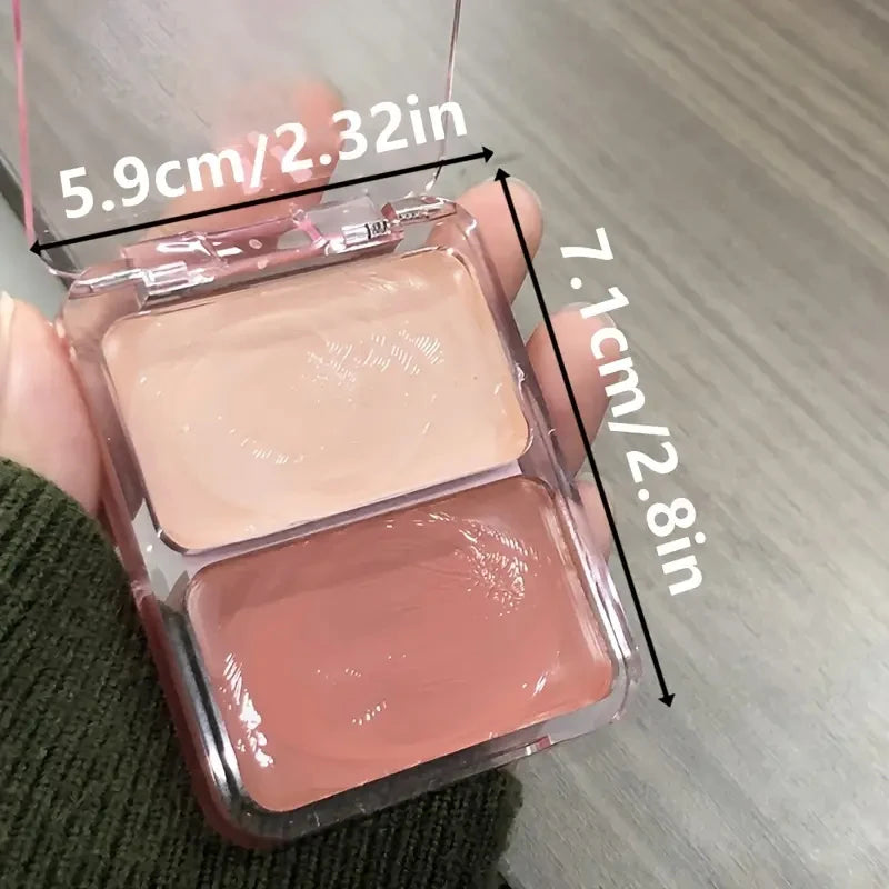 Two-color jelly glow blush, milk peach pink apricot red gem rouge Korean makeup, cream texture, low saturation brightening