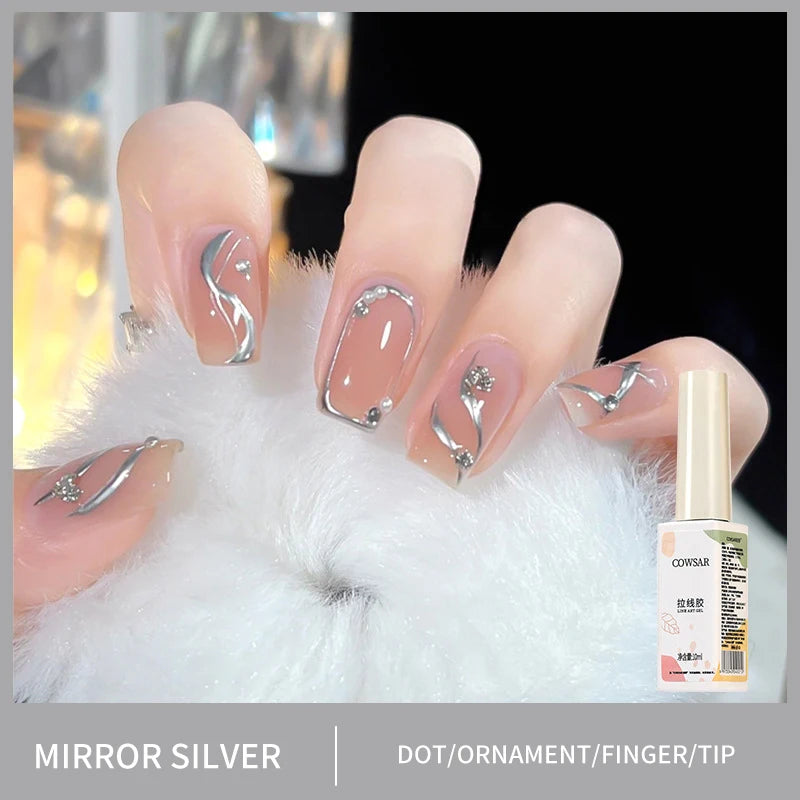 Silver/Gold Metal Gel Metallic Nail Polish Chrome 3D Metal Painted Gel Polish 5ml Liquid Mirror Effect Glossy Shine Manicure