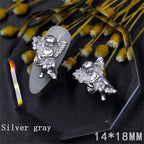 10Pcs Pink Gold Bear Nail Charms Japanese Cartoon Jewelry Nails Art Decoration 3D Rabbit Bear Manicure Accessories For Girl Lady