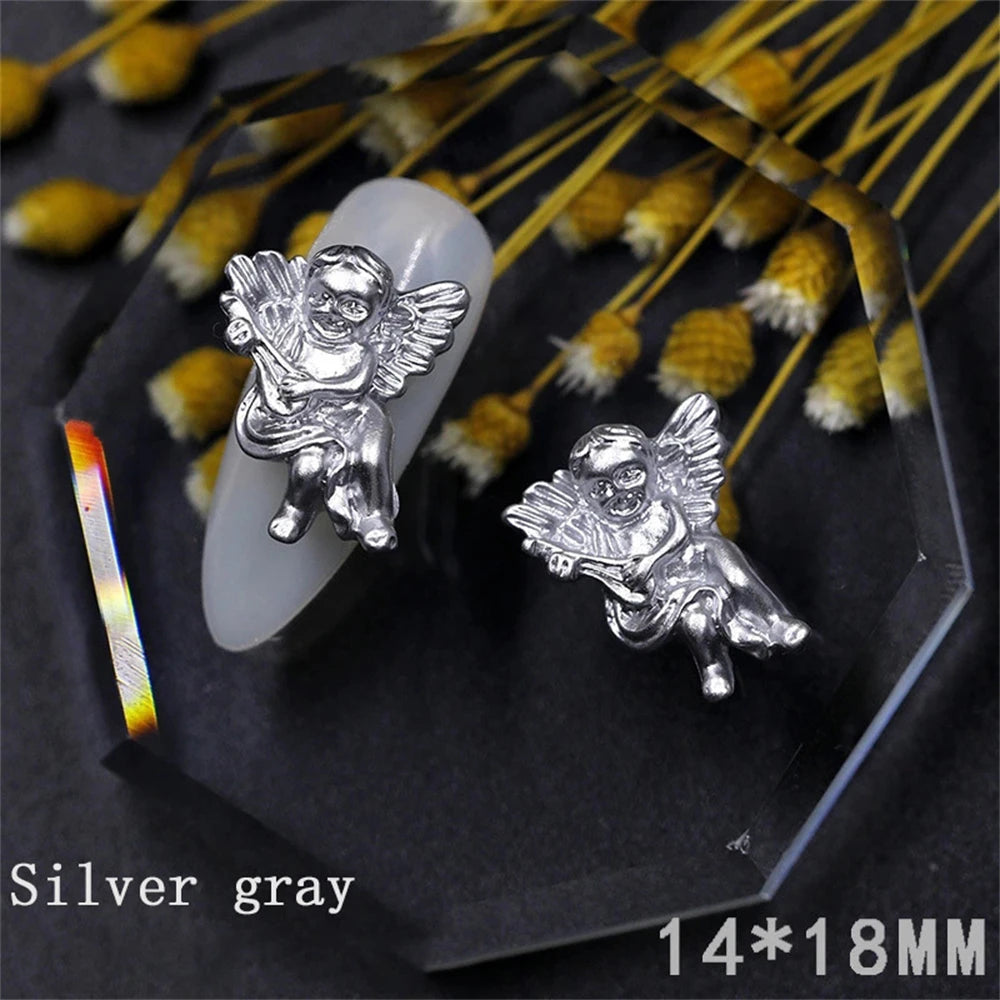 10Pcs Pink Gold Bear Nail Charms Japanese Cartoon Jewelry Nails Art Decoration 3D Rabbit Bear Manicure Accessories For Girl Lady