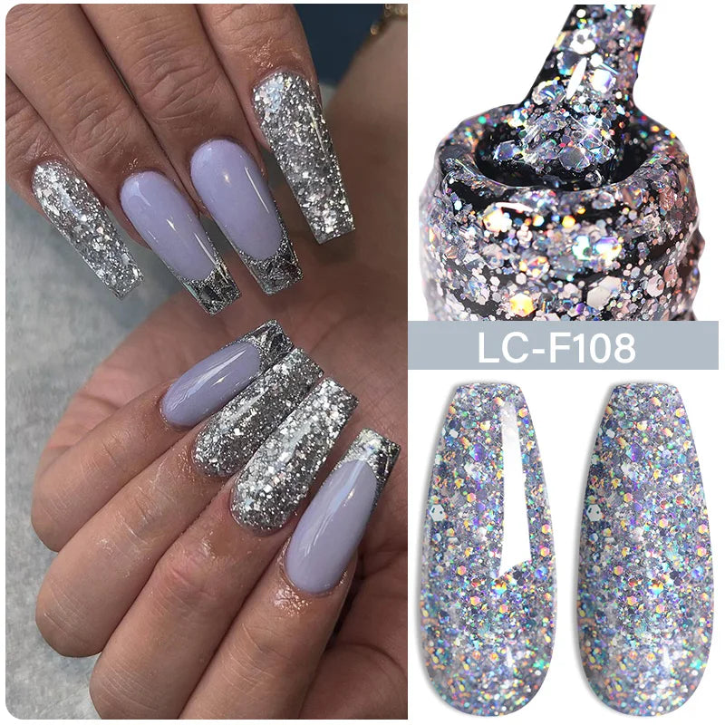 LILYCUTE 7ML Pink Glitter Nail Gel Polish Nude Natural Long Lasting Manicure Soak Off UV LED Nail Art Base Top Coat Gel Varnish