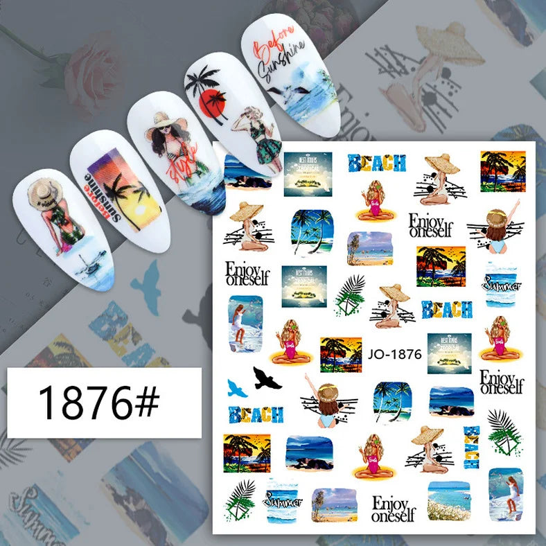 Nail Art Sticker Angel Flower Pattern Stickers Cupid Self-Adhesive Nail Decals Stickers Decoration Press on Nails Accessories