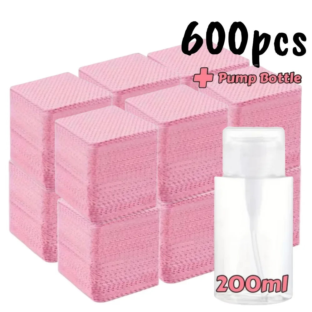 20-600pcs Lint-Free Nail Wipes Gel Cleansing Tissues Aluminum-Free Nail Polish Remover Pads for Nail Beauty Cleaning Care Tool