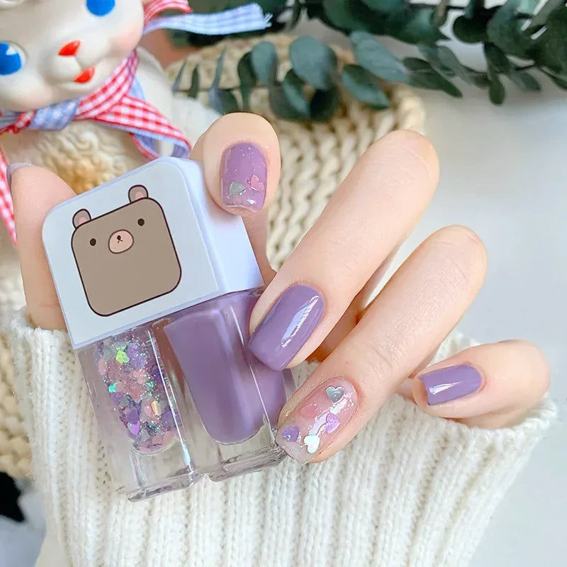 Water-based Nude Icy Women Children Nail Polish Twin Star Set No-bake Quick-drying Odorless Nail Polish Full Set Makeup