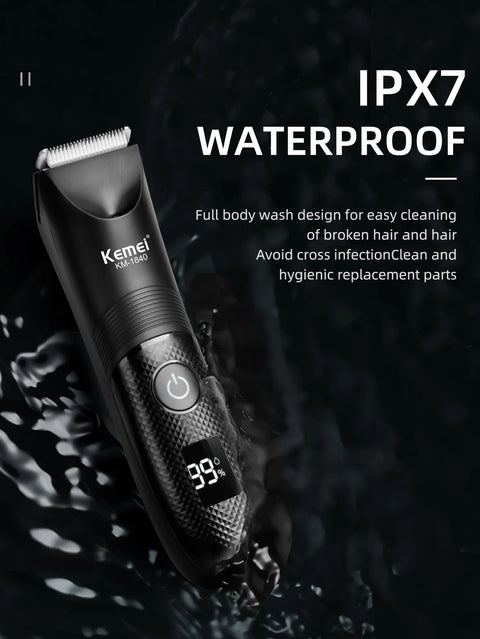 KEMEI Professional Hair Clippers for Men Waterproof Electric Hair Trimmer Set Rechargeable Barber Clippers with LCD Display