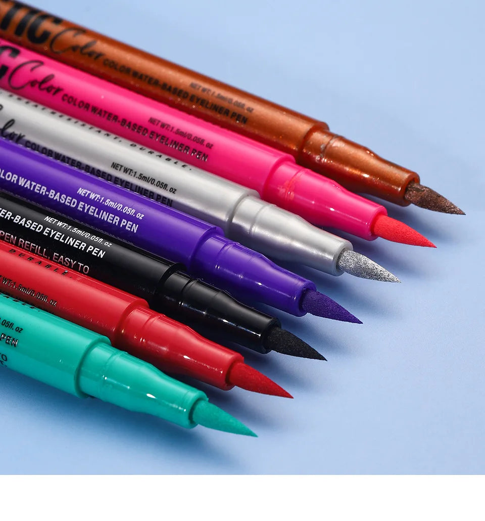 Matte Dark Purple Red Eye Liner Makeup White Liquid Eyeliner Quick-Drying Waterproof Eyeliner Pencil Long-Lasting 12 Color Eyes