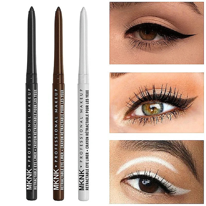Waterproof Black Eyeliner Pencils Smudge-Proof Long-Lasting Beginner-Friendly Eye Makeup High Pigment Black White Eye Liner Pen