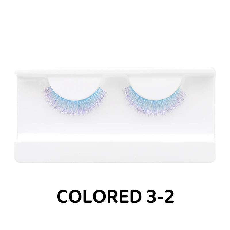 1 Pair Colored Lash Blue Fluffy Strip Lashes Natural Fake Lash Cosplay Makeup Wholesale Color Extension Eyelashes Colorful