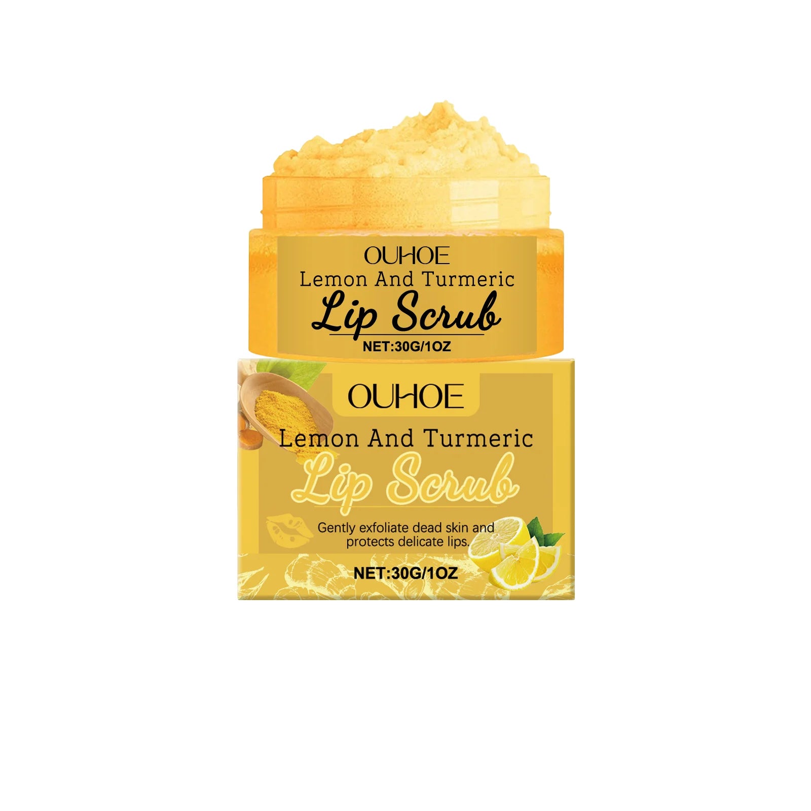 Moisturizing Lip Scrub Rich In Turmeric Lemon Extract Gentle Exfoliator Soften Lips Fade Lip Lines Brighten Lips Skin Care Cream