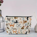 Chic Vintage Cat Print Cosmetic Bag Lightweight Makeup Pouch for Women & Men Coin Purse  Storage Bag Zipper Pencil Case