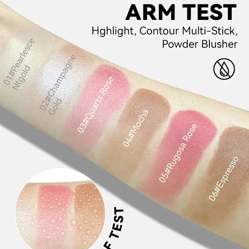Makeup Face Cream Contour Sticks,Shades with Highlighter & Bronzer & Blush, Non-greasy and Water-resistant Face Contouring Pen