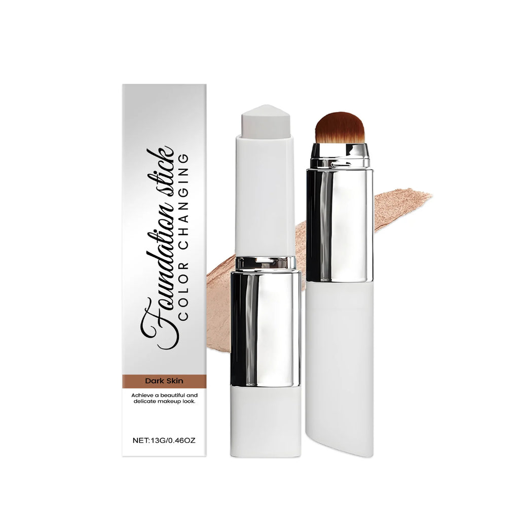 New 2-in-1 Color-Changing Foundation Stick Liquid Lightweight Moisturizing Brightening Foundation Color Changing For All Skin