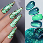 PUENTE 7.5ML Blue Laser Cat Magnetic Gel Nail Polish Sparkling Holographic Rainbow Cat Eye Gel Soak Off UV/LED Nail Art Varnish