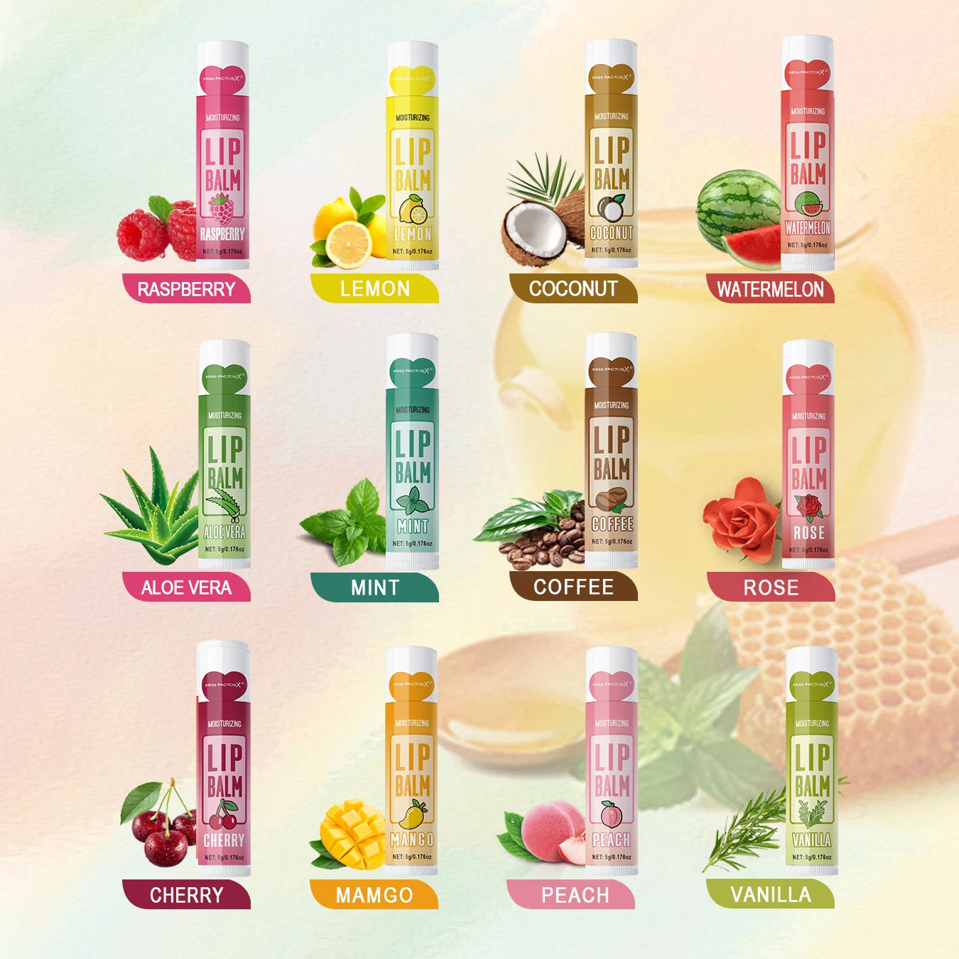 36PCS Moisturizing Lip Balm set 5g deep moisturizing and brightening lips Party gift for friends